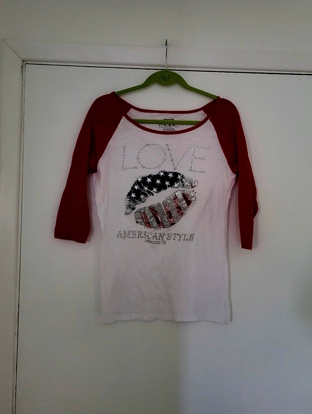 Cowgirl Up LOVE American Style Red & White Tee